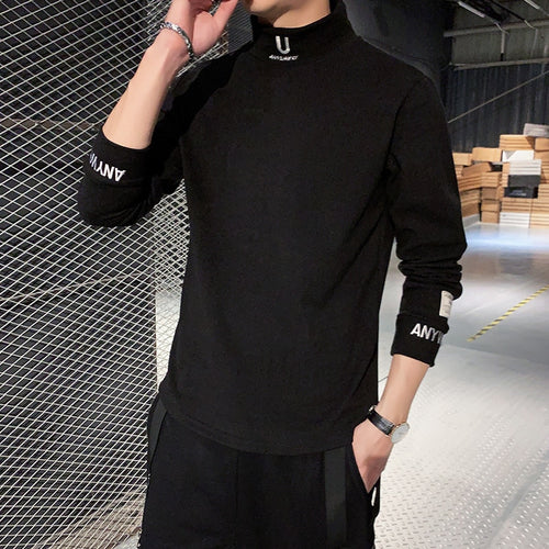 Embroidery Turtleneck Streetwear Casual T-shirts