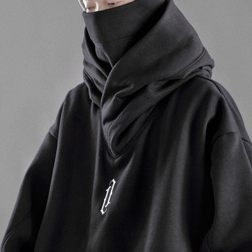 r High collar hoodie